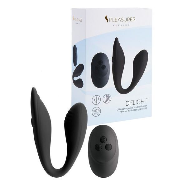 Подвійний вібратор S Pleasures Premium Delight, чорний, для клітора та точки G, 10 режимів SX1611 фото