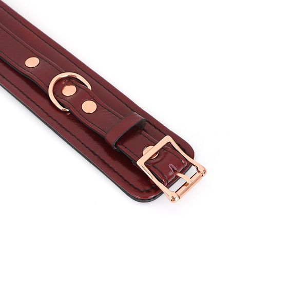 Шкіряні наручники Liebe Seele Wine Red Wrist Cuffs, знімний ланцюжок-кріплення SO9452 фото