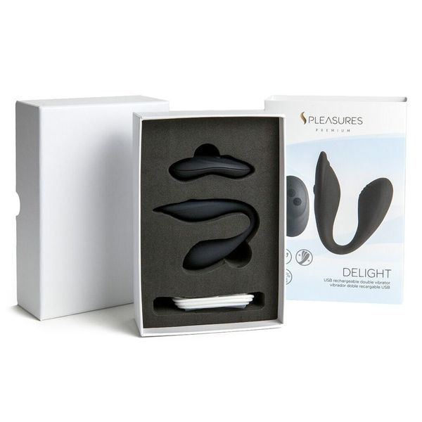Подвійний вібратор S Pleasures Premium Delight, чорний, для клітора та точки G, 10 режимів SX1611 фото
