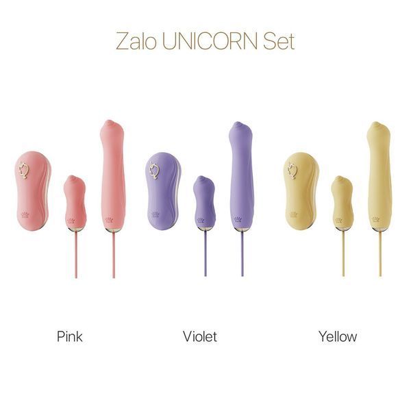 Набір 3в1 Zalo &ndash; UNICORN Set Yellow, віброяйце, пульсатор, вакуумний стимулятор SO6689 фото