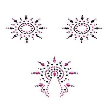 Пестіс з кристалів Petits Joujoux Gloria set of 3 - Black/Pink, прикраса на груди та вульву SO3131 фото