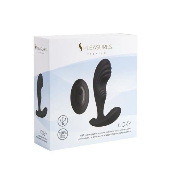 Вібромасажер простати S Pleasures Premium Cozy, чорний, з рельєфною головкою, 10 режимів SX1613 фото