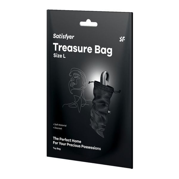 Мішечок для секс-іграшок Satisfyer Treasure Bag L, чорний, на шнурку SX0549 фото