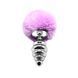 Металева анальна пробка Кролячий хвостик фіолетовий, Alive Fluffy Twist Plug розмір L, діаметр 3,8 см SO6310 фото 1