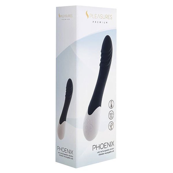Вібратор S Pleasures Premium Phoenix, для точки G, чорний, водостійкий, 16 видів вібрації, нагрів SX1614 фото