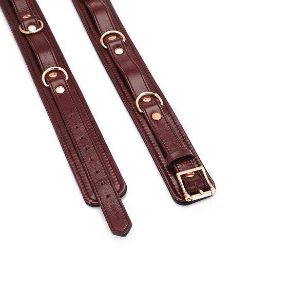 Фіксатори для стегон Liebe Seele Wine Red Thigh Cuffs L Size, натуральна шкіра SO9455 фото