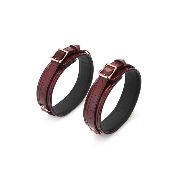 Фіксатори для стегон Liebe Seele Wine Red Thigh Cuffs L Size, натуральна шкіра SO9455 фото