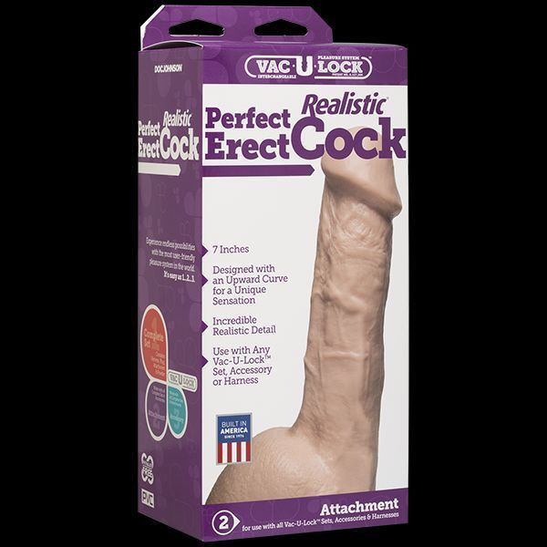 Фалоімітатор Doc Johnson - 7 Inch Perfect Erect Cock, велика головка, Vac-U-Lock SO2796 фото