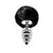 Металева анальна пробка Кролячий хвостик, чорний Alive Fluffy Twist Plug розмір L, діаметр 3,8 см SO6311 фото 1