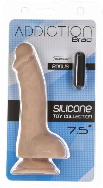 Вигнутий фалоімітатор на присосці ADDICTION &mdash; BRAD 7,5&Prime; Dildo With Balls, Beige SO5584 фото