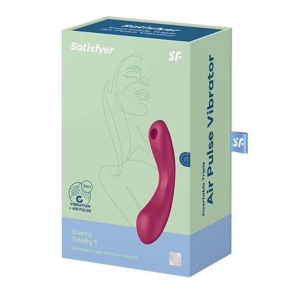 Вакуумний стимулятор з вібрацією Satisfyer Curvy Trinity 1 Red, іграшка 3в1 SO8407 фото