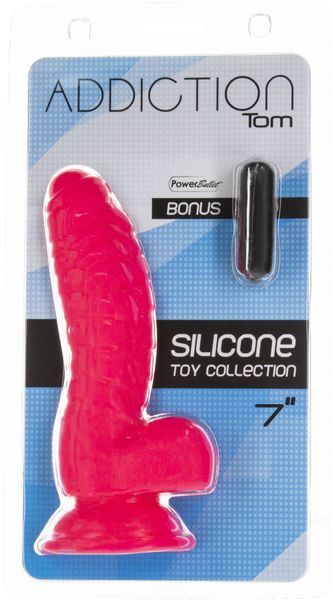 Ребристий фалоімітатор на присосці ADDICTION &mdash; Tom 7&Prime; Dildo With Balls &mdash; Рожевий. SO5585 фото