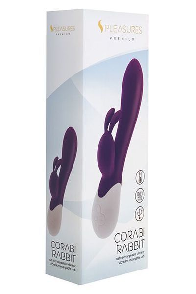 Вібратор-кролик S Pleasures Premium Corabi Rabbit, фіолетовий, вушка для клітора, 16 режимів, нагрів SX1616 фото