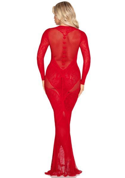 Сукня Leg Avenue Lace and Net Bodycon Gown One Size, Red SX1738 фото