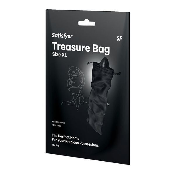 Мішечок для секс-іграшок Satisfyer Treasure Bag XL, чорний, на шнурку SX0552 фото