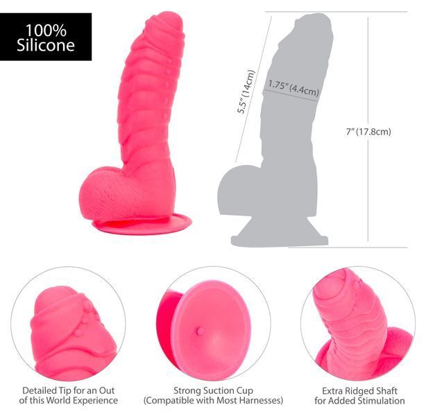 Ребристий фалоімітатор на присосці ADDICTION &mdash; Tom 7&Prime; Dildo With Balls &mdash; Рожевий. SO5585 фото