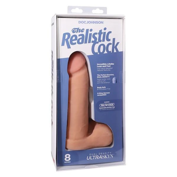 Фалоімітатор Doc Johnson The Realistic Cock 8 inch White - ULTRASKYN, Vack-U-Lock, діаметр 5,1 см SO1551 фото