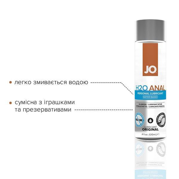 Анальна змазка JO ANAL H2O &mdash; ORIGINAL (120 мл) на водній основі, рослинний гліцерин SO1456 фото