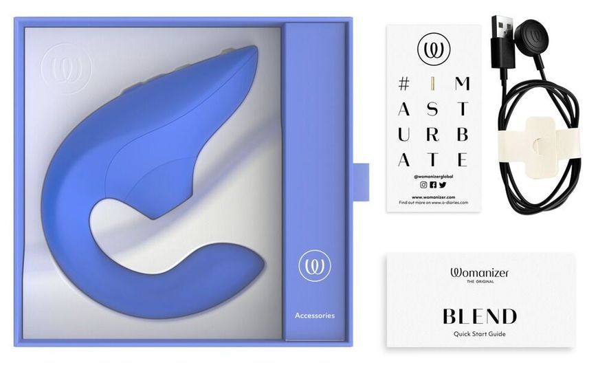 Вагінально-кліторальний стимулятор Womanizer Blend Vibrant Blue, вібрація + вакуум, 2 мотори SX2142 фото