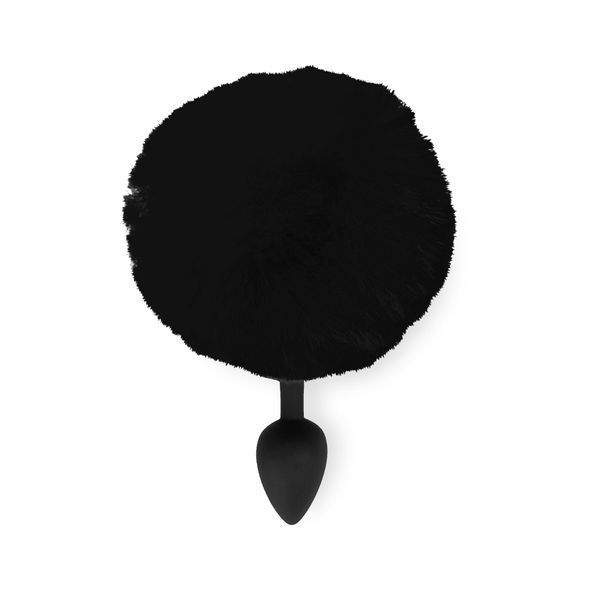 Силіконова анальна пробка М Art of Sex - Silicone Butt plug Rabbit Tail Black, діаметр 3,5 см SO6694 фото