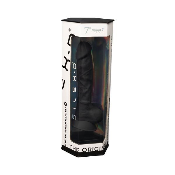 Фалоімітатор SilexD Johnny Black (MODEL 1 size 7in), двошаровий, силікон + Silexpan, діаметр 3,8см SO2861 фото