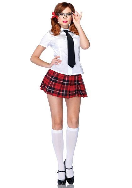 Еротичний костюм школярки Leg Avenue Private School Sweetie S, сорочка, спідниця, краватка, оправа SO9119 фото