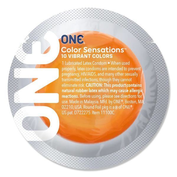 Набір презервативів ONE Color Sensations, 100 шт, кольорові, 10 кольорів, зі змазкою, паковання-тубус SX0740 фото