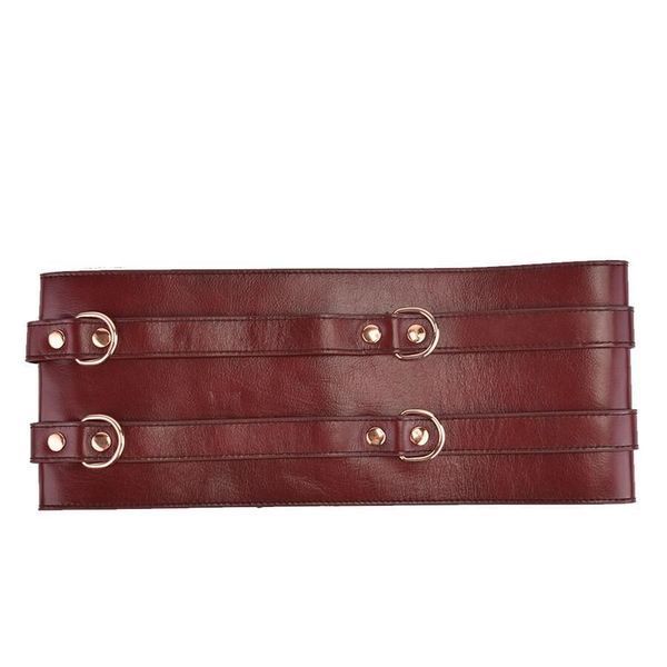 Шкіряний пояс для бондажу Liebe Seele Wine Red Waist Cuff, M Size SO9461 фото