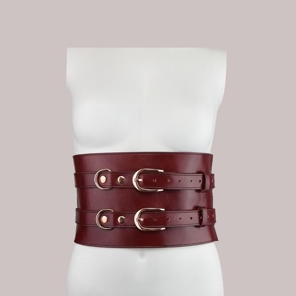 Шкіряний пояс для бондажу Liebe Seele Wine Red Waist Cuff, M Size SO9461 фото