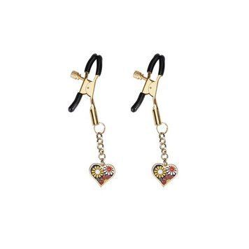Затискачі для сосків Liebe Seele Nipple Clamps Gold Heart-shaped Flowers on Blue SX1687 фото