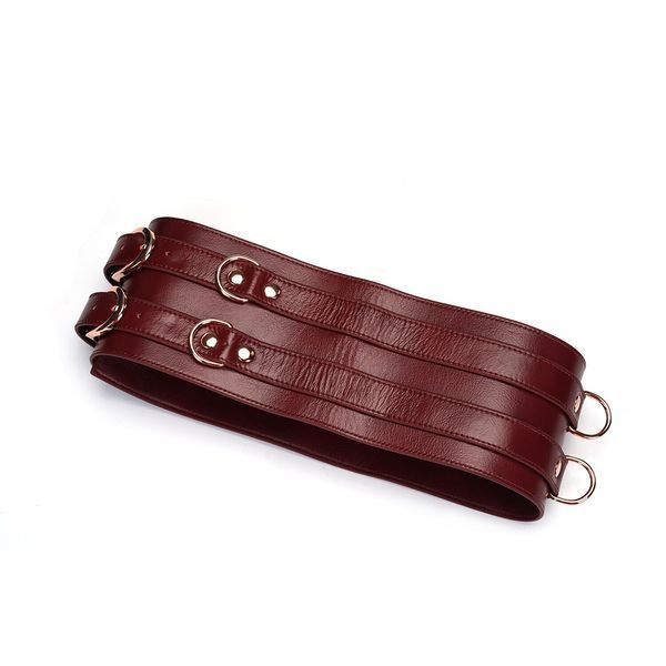 Шкіряний пояс для бондажу Liebe Seele Wine Red Waist Cuff, L Size SO9462 фото