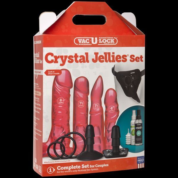 Набір для страпона Doc Johnson Vac-U-Lock Crystal Jellies Set, діаметр 3,8см, 2&times;4,5см, 5,1 см SO1989 фото