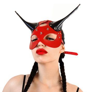 Шкіряна маска Art of Sex - Lucifer Red&Black SO9813 фото