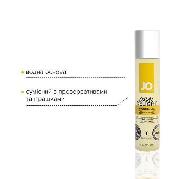 Гель для оральних пестощів JO Oral Delight Vanilla Thrill (30 мл), ефект холод-тепло SO1495 фото