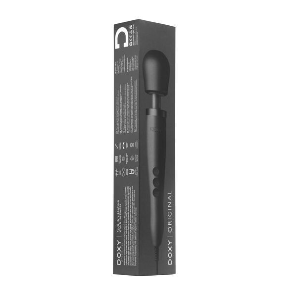 Вібромасажер DOXY Original Black, дуже потужний, живлення 220В, пульсівні вібрації SO1428 фото