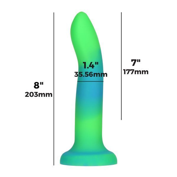 Фалоімітатор, що світиться в темряві, ADDICTION Rave 8&Prime;, Glow in the Dark Dildo Blue Green, 20,3 см SO6849 фото