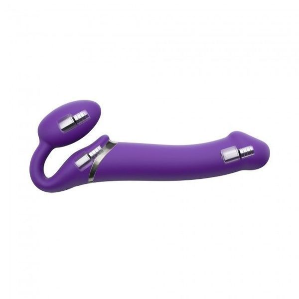 Безремінний страпон з вібрацією Strap-On-Me Vibrating Violet M, діаметр 3,8 см, пульт ДК, регульований SO3825 фото