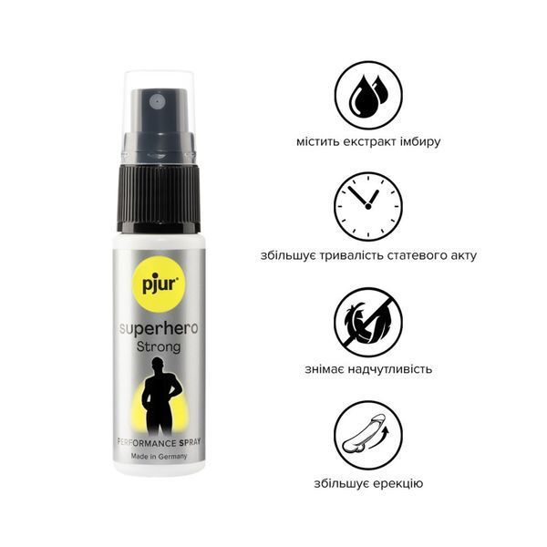 Спрей-пролонгатор pjur Superhero Strong Spray 20 ml, з екстрактом імбиру, без анестетиків PJ12920 фото