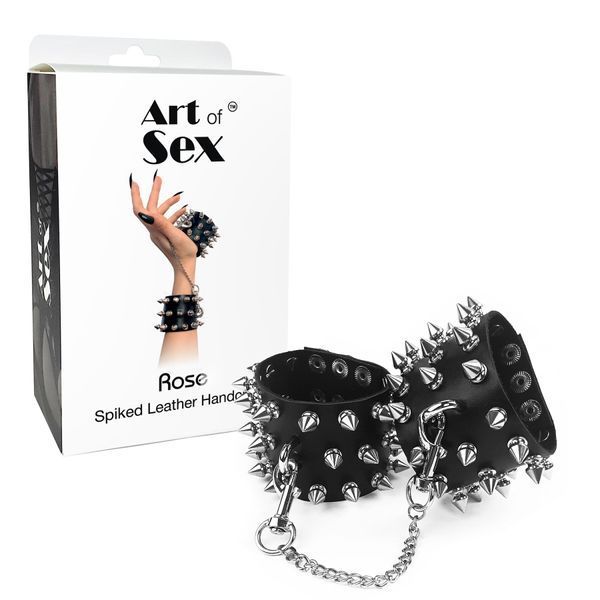 Наручники з шипами Art of Sex - Rose Spiked Leather Handcuffs, натуральна шкіра SO7654 фото