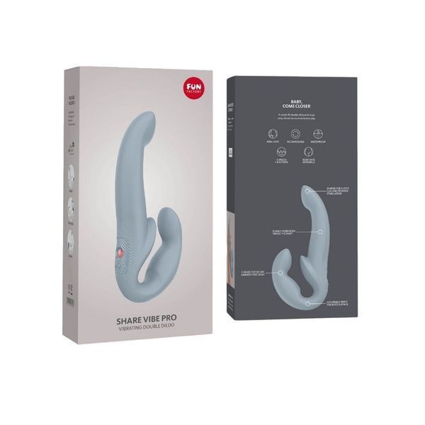 Безремінний страпон з вібрацією Fun Factory SHARE VIBE PRO cool grey, регульований SX0977 фото