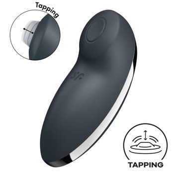 Вібростимулятор-пульсатор Satisfyer Tap & Climax 2 Grey, ефект постукування пальцем SX2184 фото