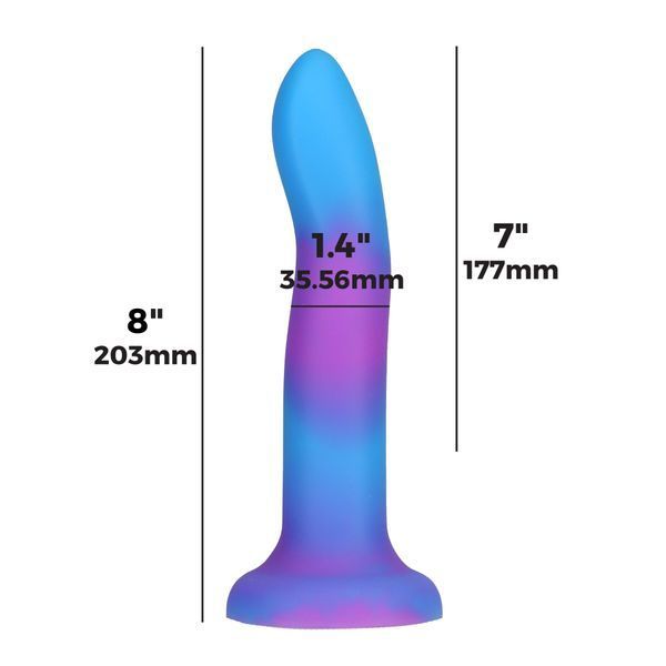 Фалоімітатор, що світиться в темряві, ADDICTION Rave 8&Prime; Glow in the Dark Dildo Blue Purple, 20,3 см SO6851 фото
