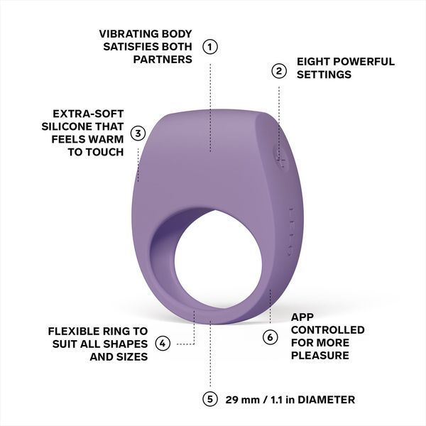 Ерекційне кільце з вібрацією LELO Tor 3 Violet Dusk, керування зі смартфона SX0702 фото