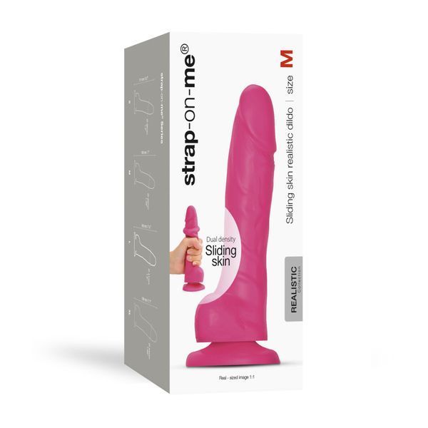 Реалістичний фалоімітатор Strap-On-Me Sliding Skin Realistic Dildo Fuchsia M, ефект рухливої шкіри SO6255 фото