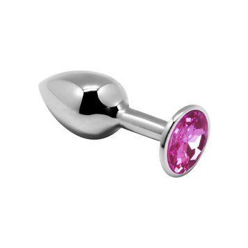 Металева анальна пробка з рожевим кристалом Alive Mini Metal Butt Plug, розмір M SO6002 фото
