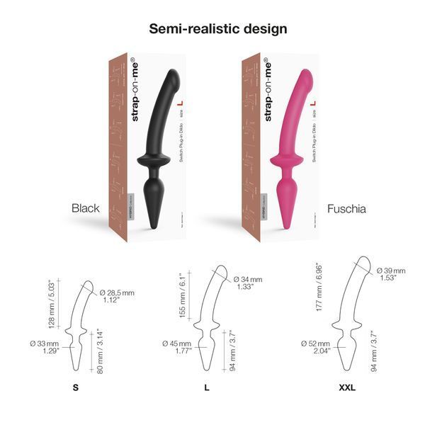 Анальна пробка з дилдо 2в1 Strap-On-Me SWITCH PLUG-IN DILDO Fuchsia L, діаметр 4,5/3,4 см SO6829 фото