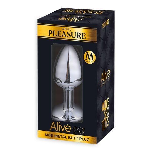 Металева анальна пробка з рожевим кристалом Alive Mini Metal Butt Plug, розмір M SO6002 фото