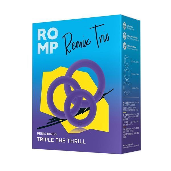 Набір ерекційних кілець Romp Remix Trio, дуже еластичні, діаметри 2; 2,5 та 2,9 см SX0538 фото