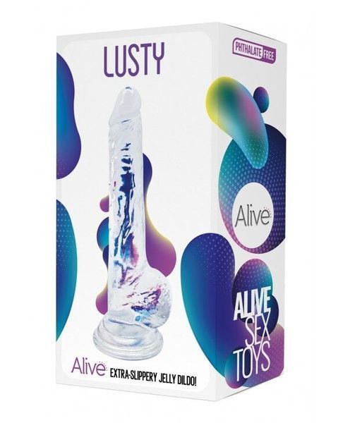Прозорий фалоімітатор Alive Jelly Dildo Lusty з присоскою, діаметр 3,2 см, довжина 18 см SO5553 фото