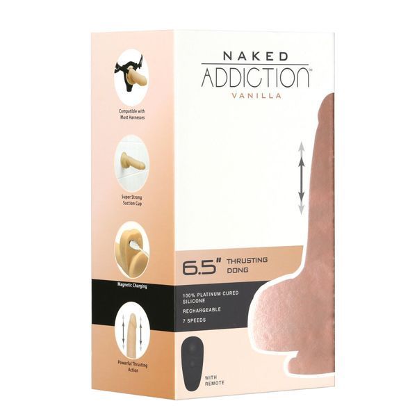 Фалоімітатор-пульсатор Naked Addiction 6.5&Prime; Thrusting Dong With Remote SO7756 фото